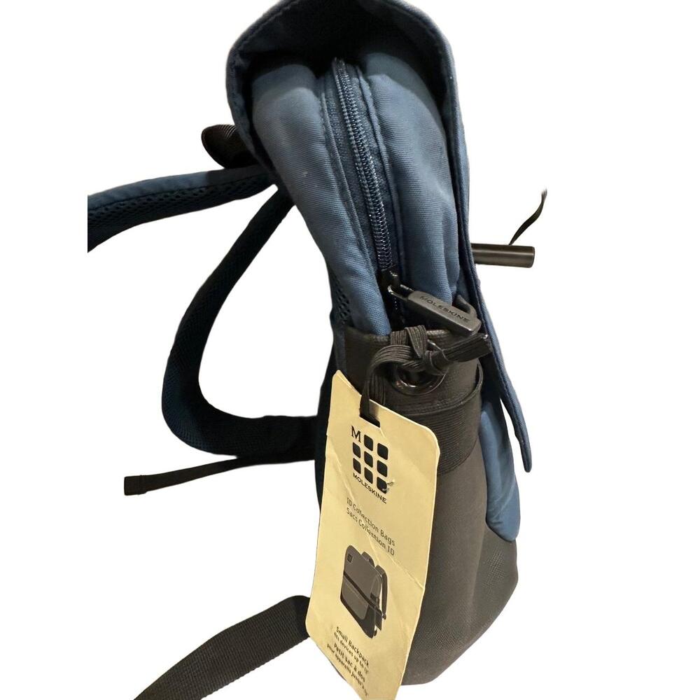 NWT Moleskine Backpack Small Blue Black Sacs Collection ID Crosshatch Adjustable - Picture 8 of 16